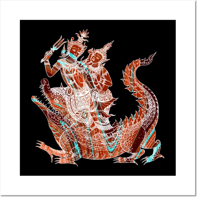 Thai Mythological Figure Riding A Spiritual Animal Wall Art by VintCam